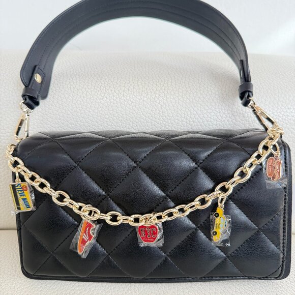 NWT STEVE MADDEN BGLOSSI SHOULDER BAG CLUTCH PURSE BLACK - Picture 1 of 6